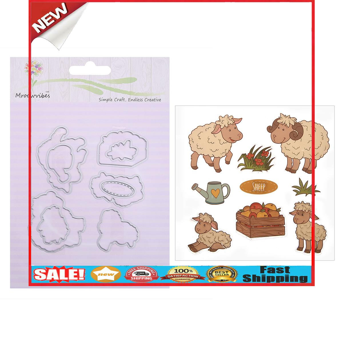 Sheep Silicone Stamp+Metal Cutting Dies Stencil Scrapbook Album Decor Craft
