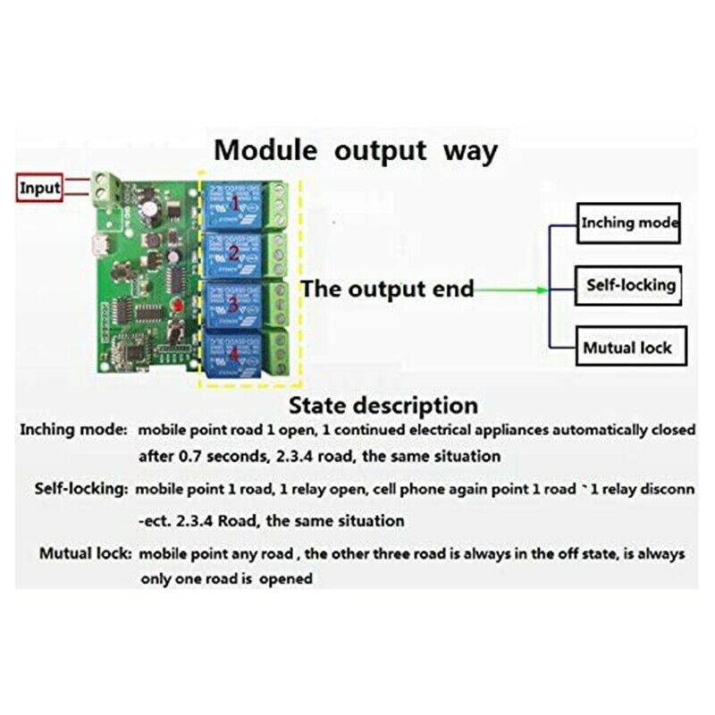 Smart Remote Control 4 Channel WiFi Momentary Inching Relay Self-Lock Switc G6Y2