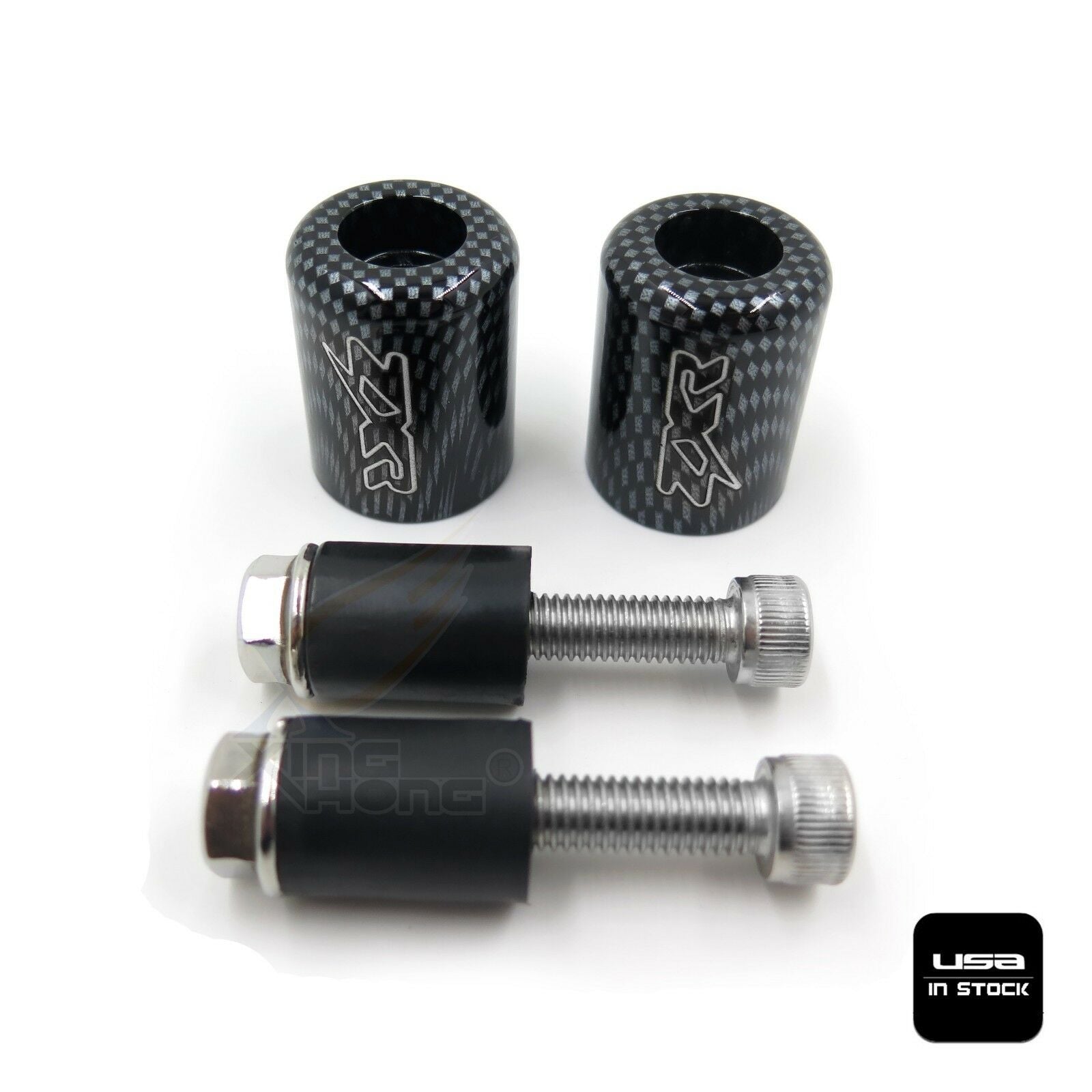 Carbon Bar Ends Rubber "ZXR" For Kawasaki ZX6 88-12 /ZX7 89-95 /ZX9 94-03