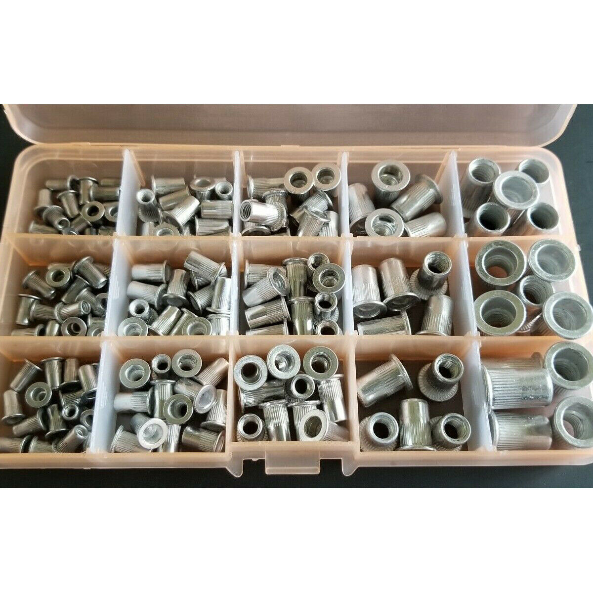 150Pcs Flat Head Vertical Grain Aluminum Rivet Nuts Cylindrical Hollow Rivet Nut