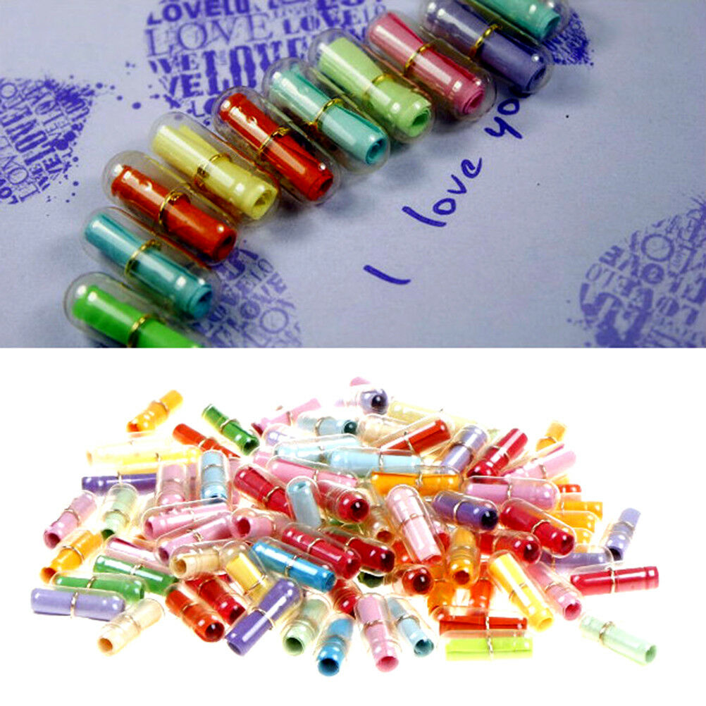 100X Message in a Bottle Capsule Letter Love Friendship Clear Pill for Gi.l8