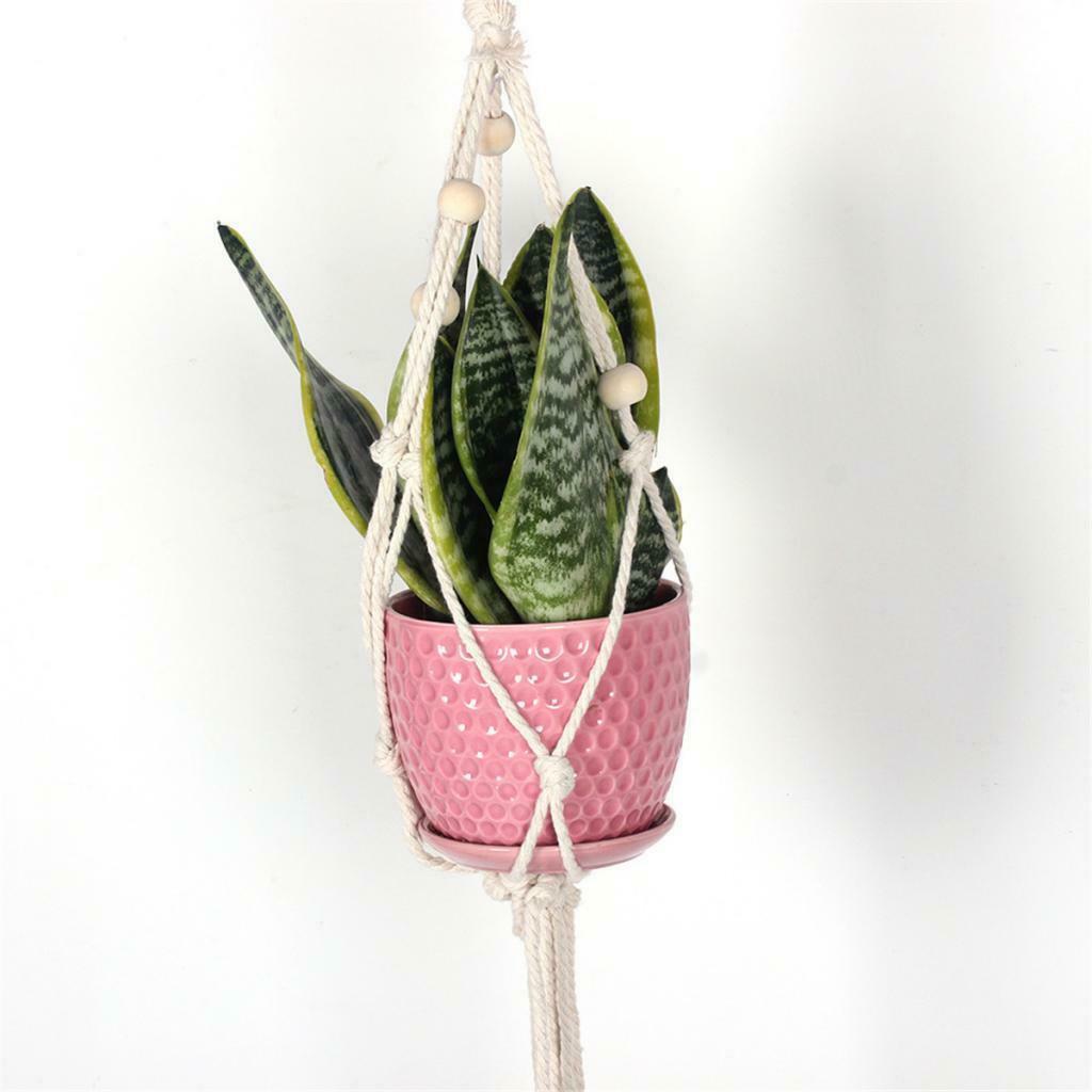 Handmade Crochet Knitted Cotton Plant Flower Basket Hanger Rope Garden Decor