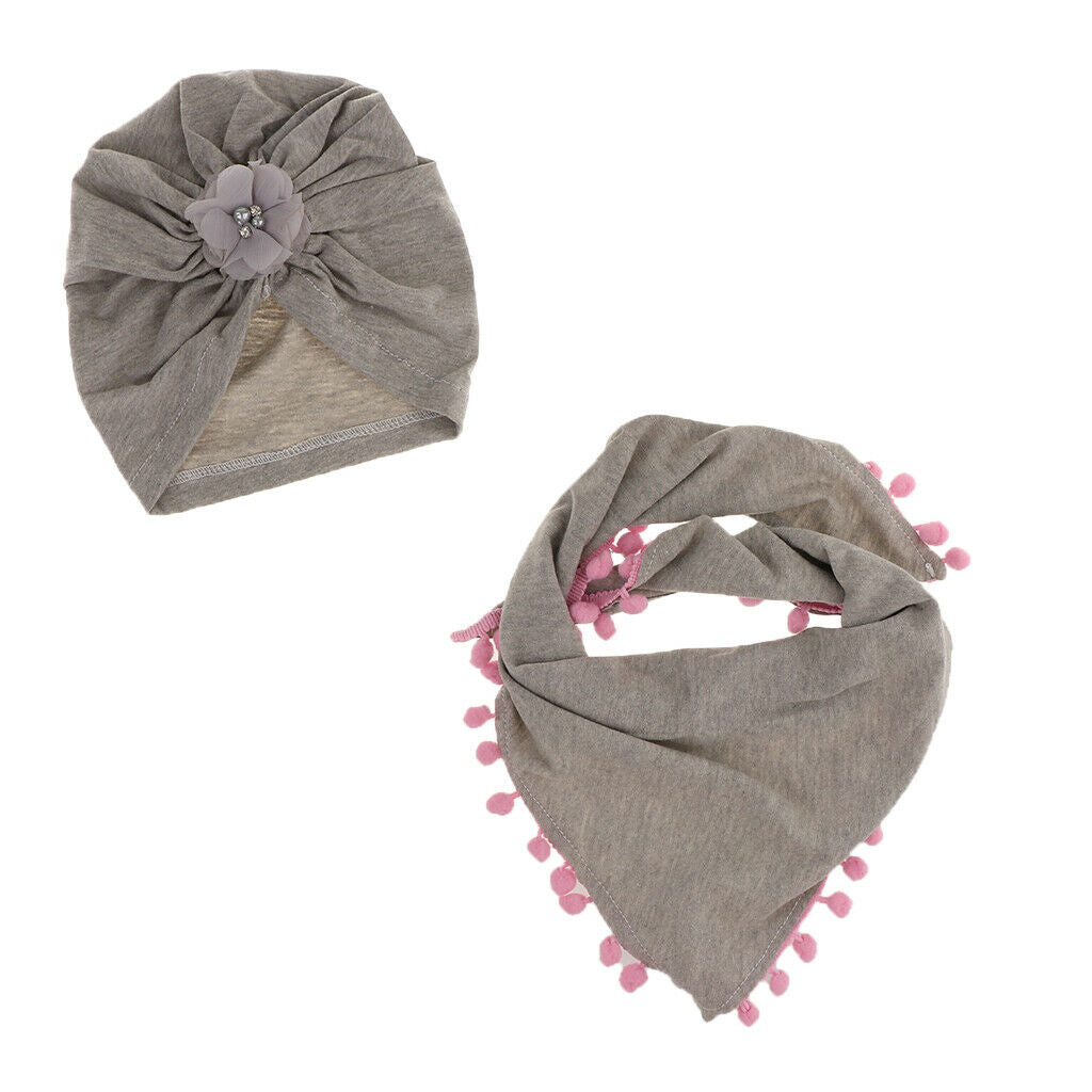 Baby Hats Bibs Tire Infant Toddler Caps 6-12Months Boy Girl Grey
