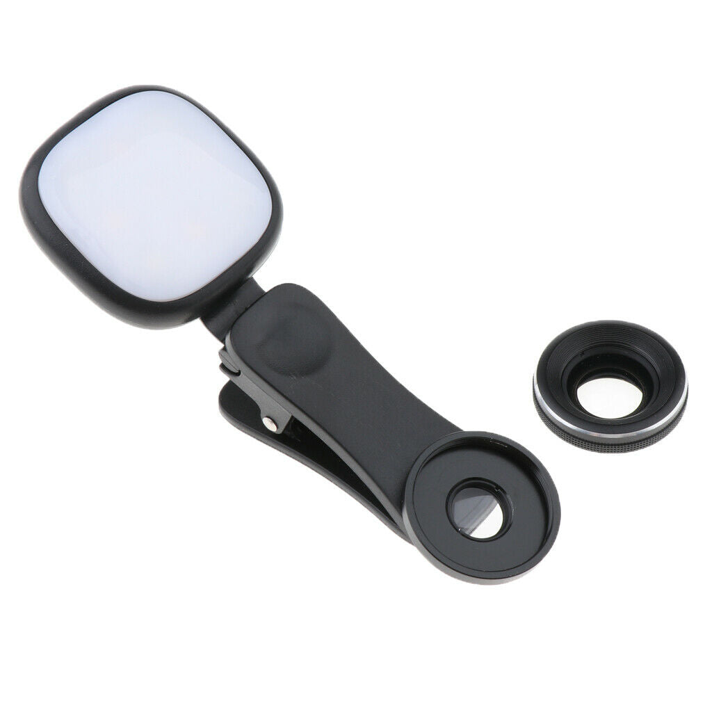 Selfie Ring Light Fill Light with Wide Angle and Macro Lens Kit Black