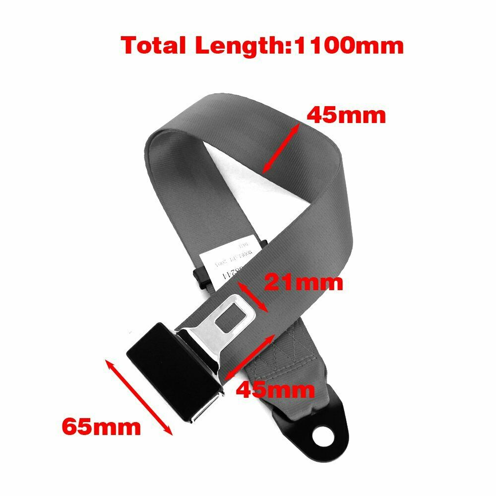 2PCS Fit Chevy 2 Point Seat Belt Strap Lap Adjustable Clip Safety Belt Black