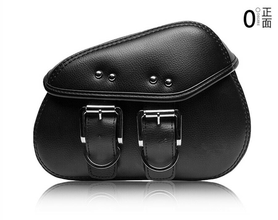 Pair Motorcycle Black Leather Leather Saddlebags Saddle Bags