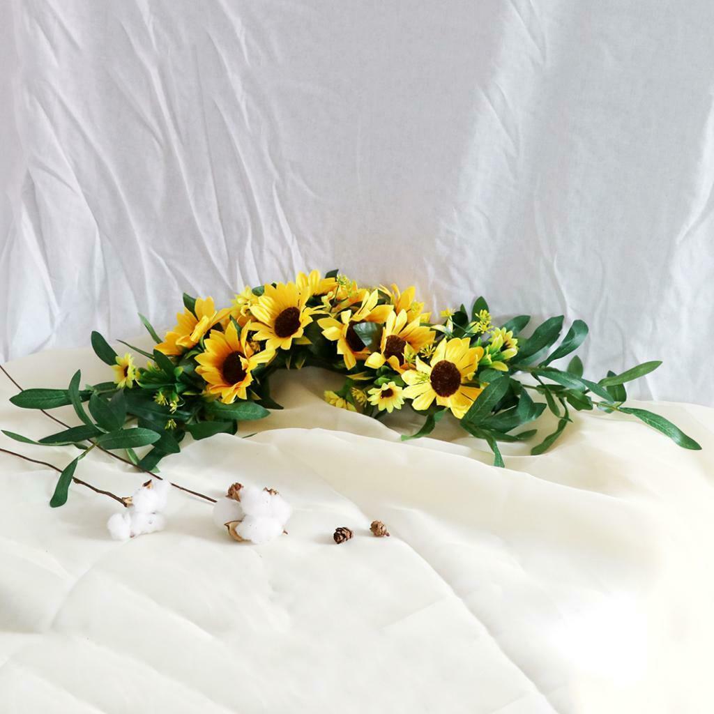 Wreath for Front Door - 23 Inches Artificial Sun Flower Greenery