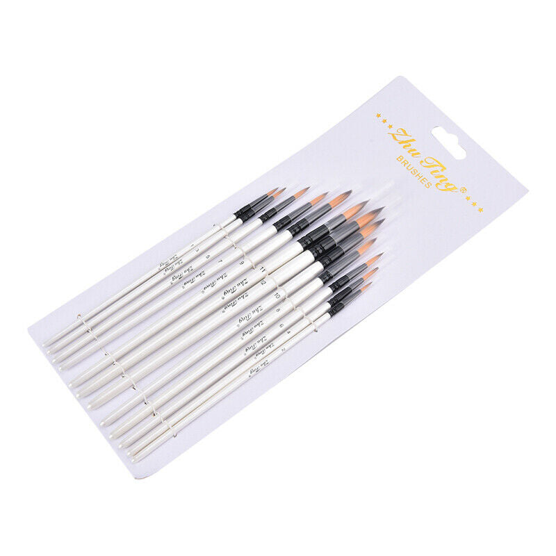 12Pcs/Set Artist Paint Brushes for Acrylic Watercolor Oil Painting Art Craft  DF