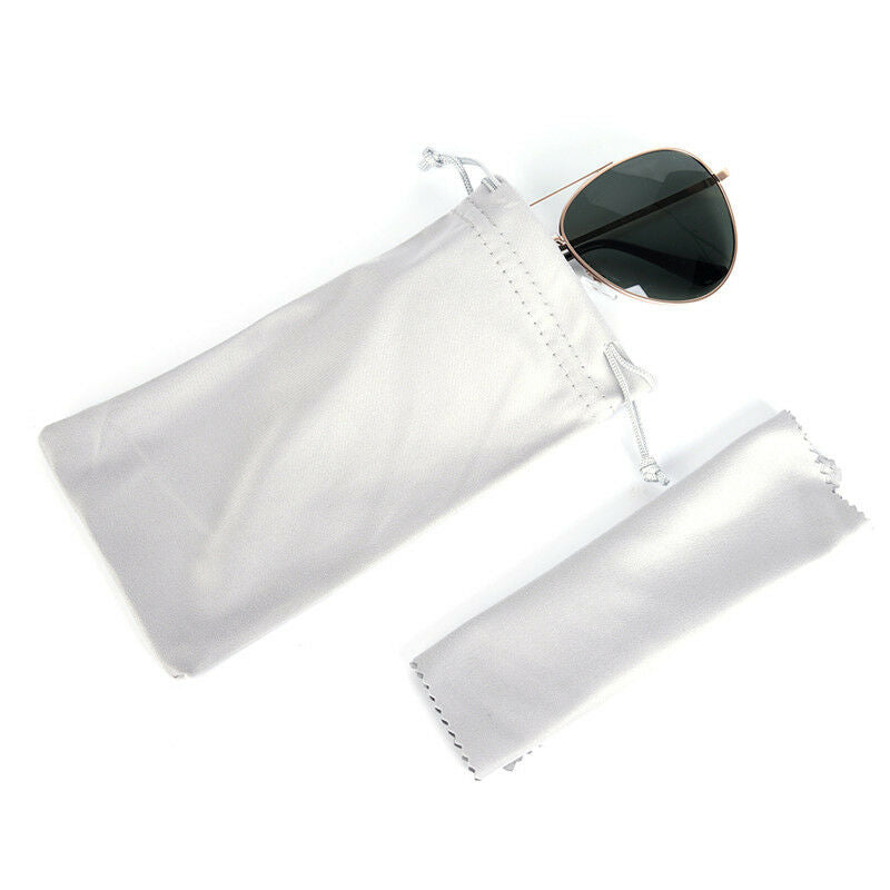 Sunglasses Glasses Eyewear Pouch Soft Carry Case Bag drawstring+ Cleaning Cl Pb