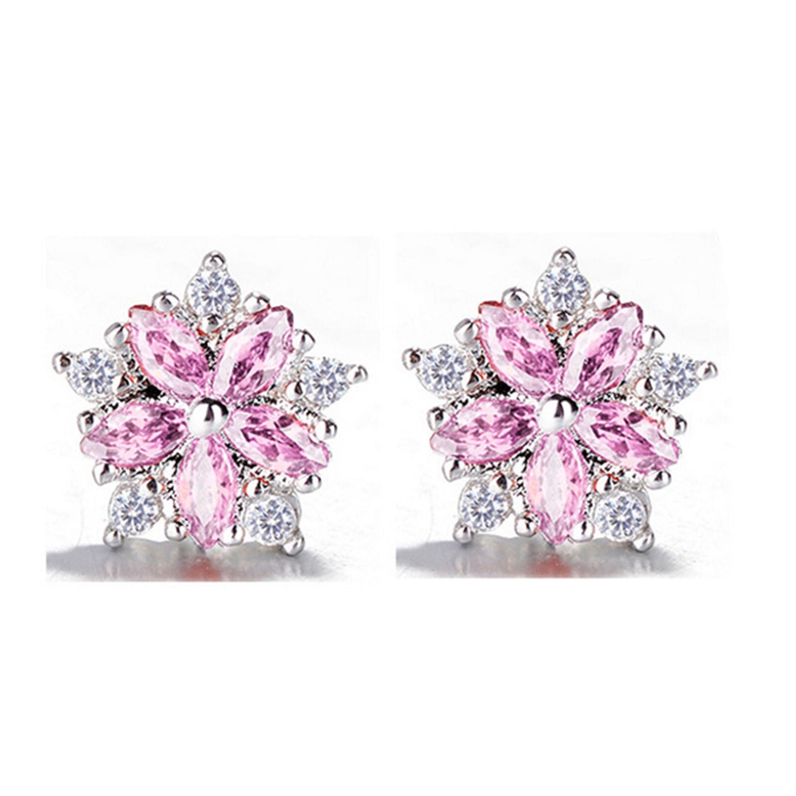 Elegant Fashion Women Lady Flower Crystal Rhinestone Ear Stud Earrings Jewelry