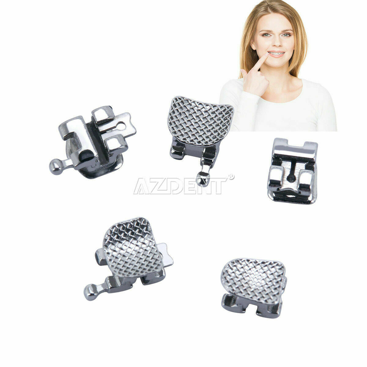 5Packs Dental Orthodontic Brackets Self-ligating MBT 0.022 345 With Hook AZDENT