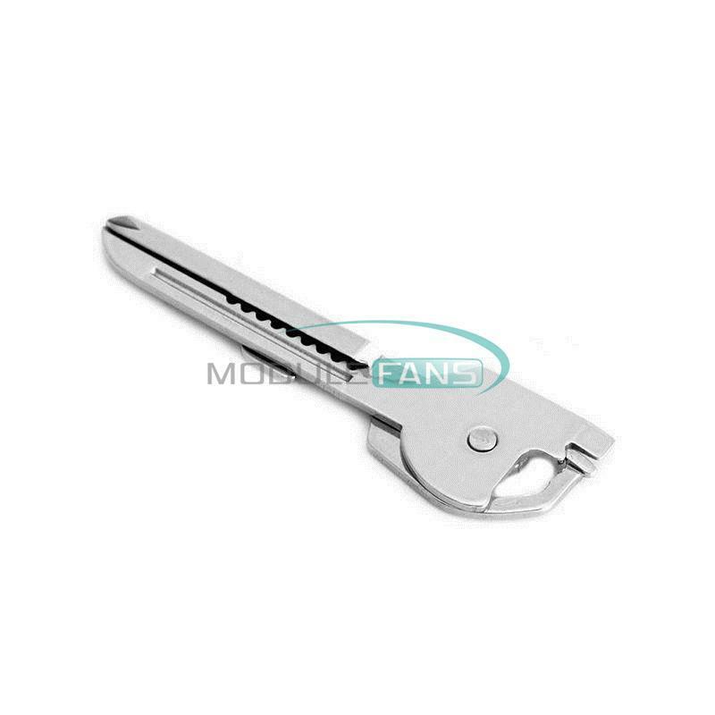 Stainless Steel 6-in-1 Utili Key Tool Keyring KeyChain Multifunction MF