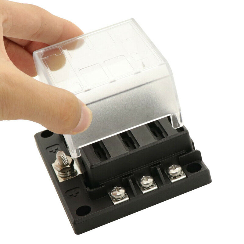 6-Way Fuse Box Blade Fuse Block Holder Screw Nut Terminal W/Negative Bus LED Kit