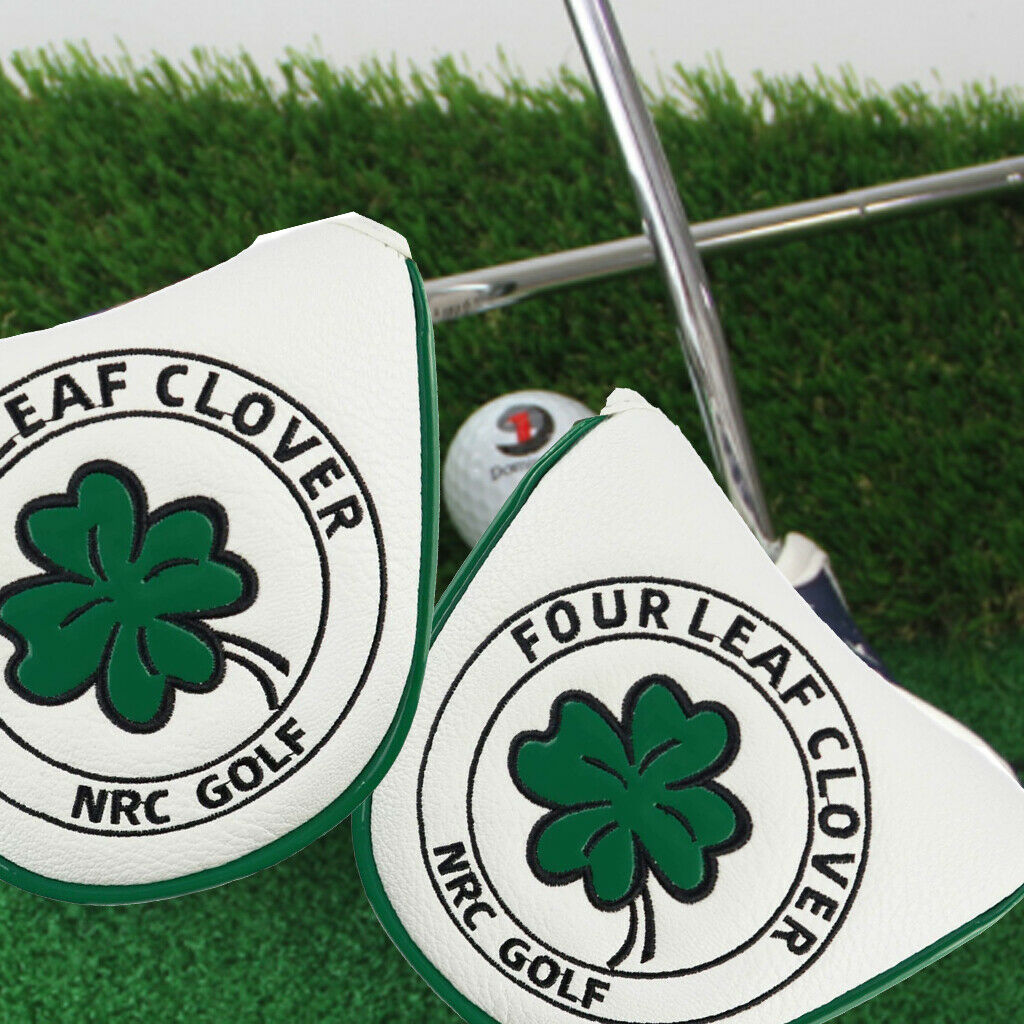 Pu Golf Putter Cover Half Mallet Head Cover Club Head Protector Guard White