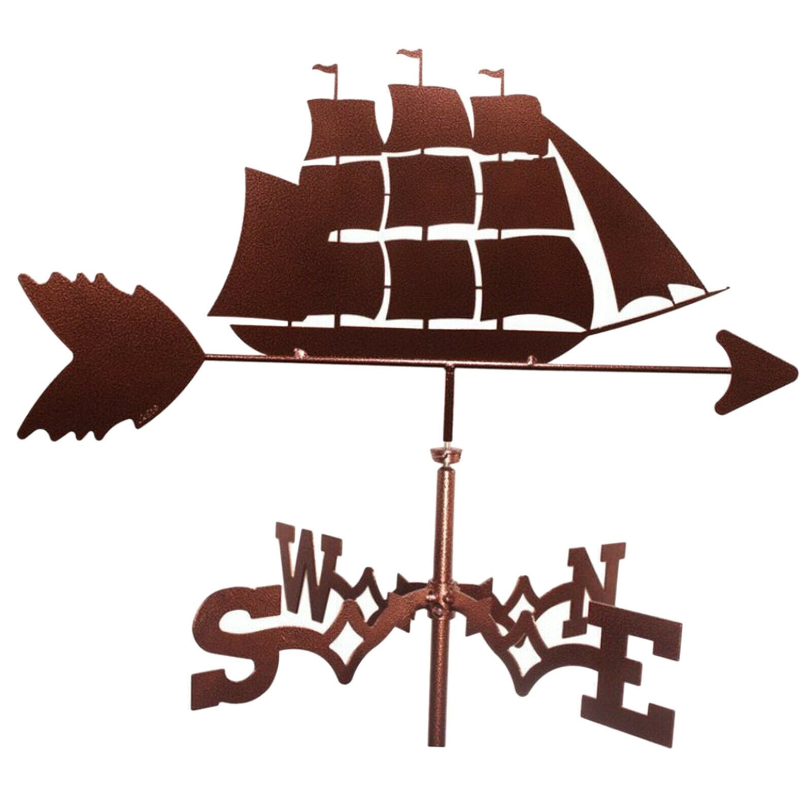 Elegant Stainless Metal Sailboat Weathervane Weather Vane Outdoor Yard Decor