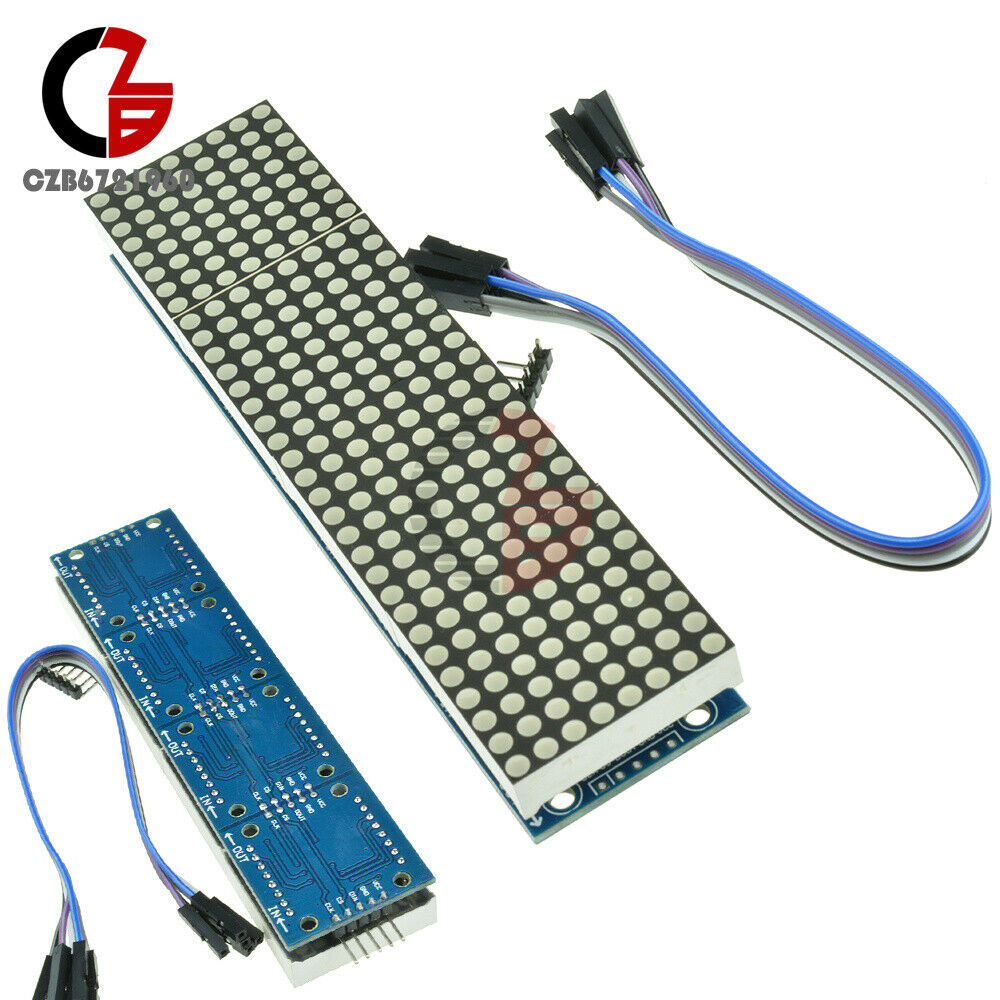 Dot Matrix Module Arduino Microcontroller MAX7219 4 In One Display + 5P Line