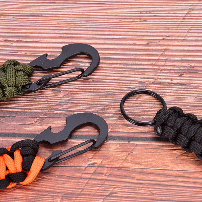 Outdoor Keychain Ring Camping Carabiner Paracord Cord Rope Camping Open.l8