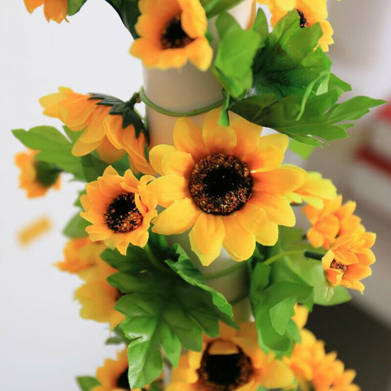 Simulated Sunflower Garland Vine Leaf Wedding Floral Home Decor Suppli.l8