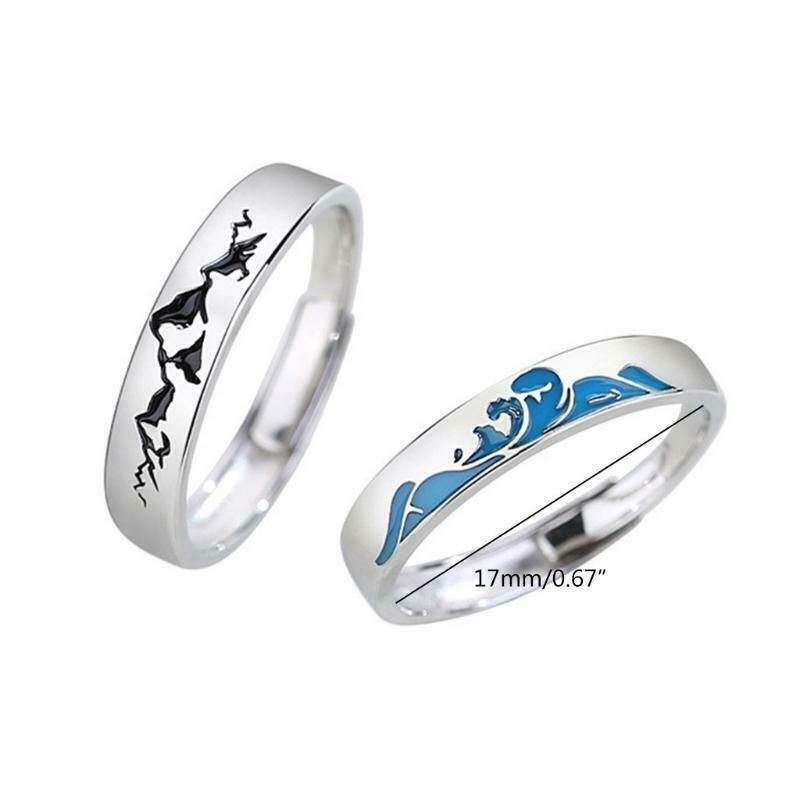 Matching Rings Mountain Sea Promise Band Rings Open Ring Adjustable Lovers Ring