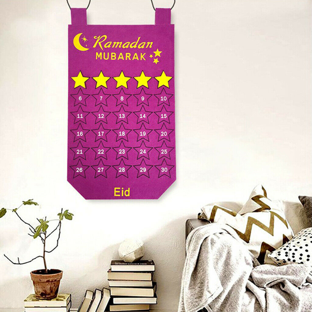 Eid Mubarak Advent Calendar Ramadan Decoration Supplies Gift Purple