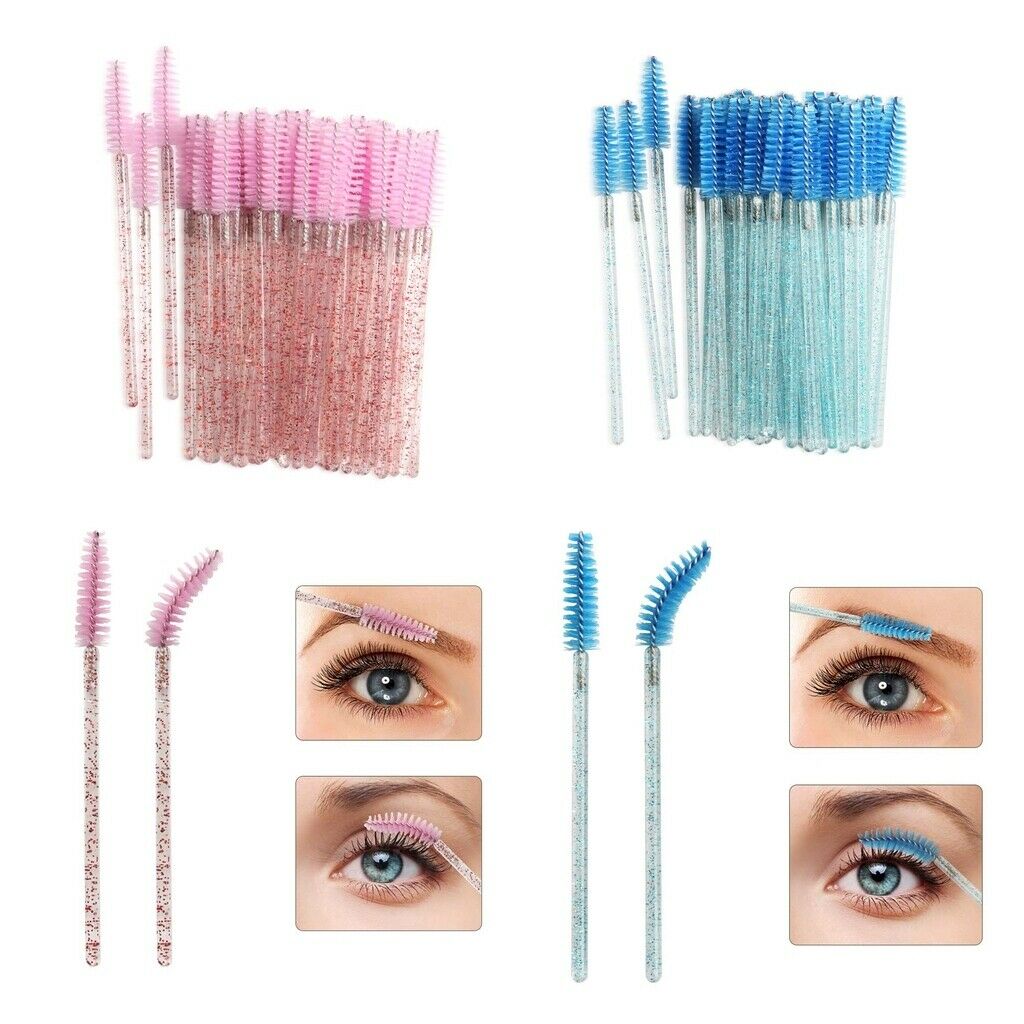 200Pcs Pink+Blue Disposable Mascara Wands Eyelash Brushes Extension Grafting