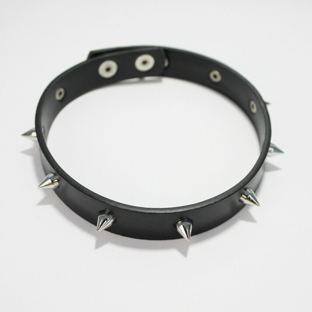 2 Pieces Punk Rock Gothic Leather Spike Rivet Stud Collar Choker Necklace