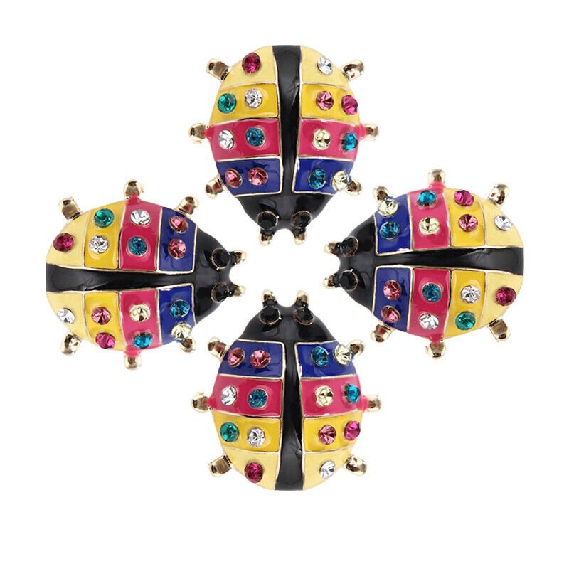 Fashion Colorful Enamel Rhinestone Ladybug Brooches Beetle Pin Corsage Je.l8