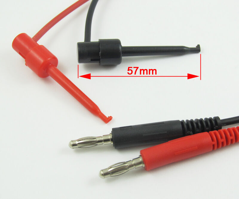 6 pcs High Quality Copper Banana Plug to Large Test Hook Clip Lead Cable 0.4M