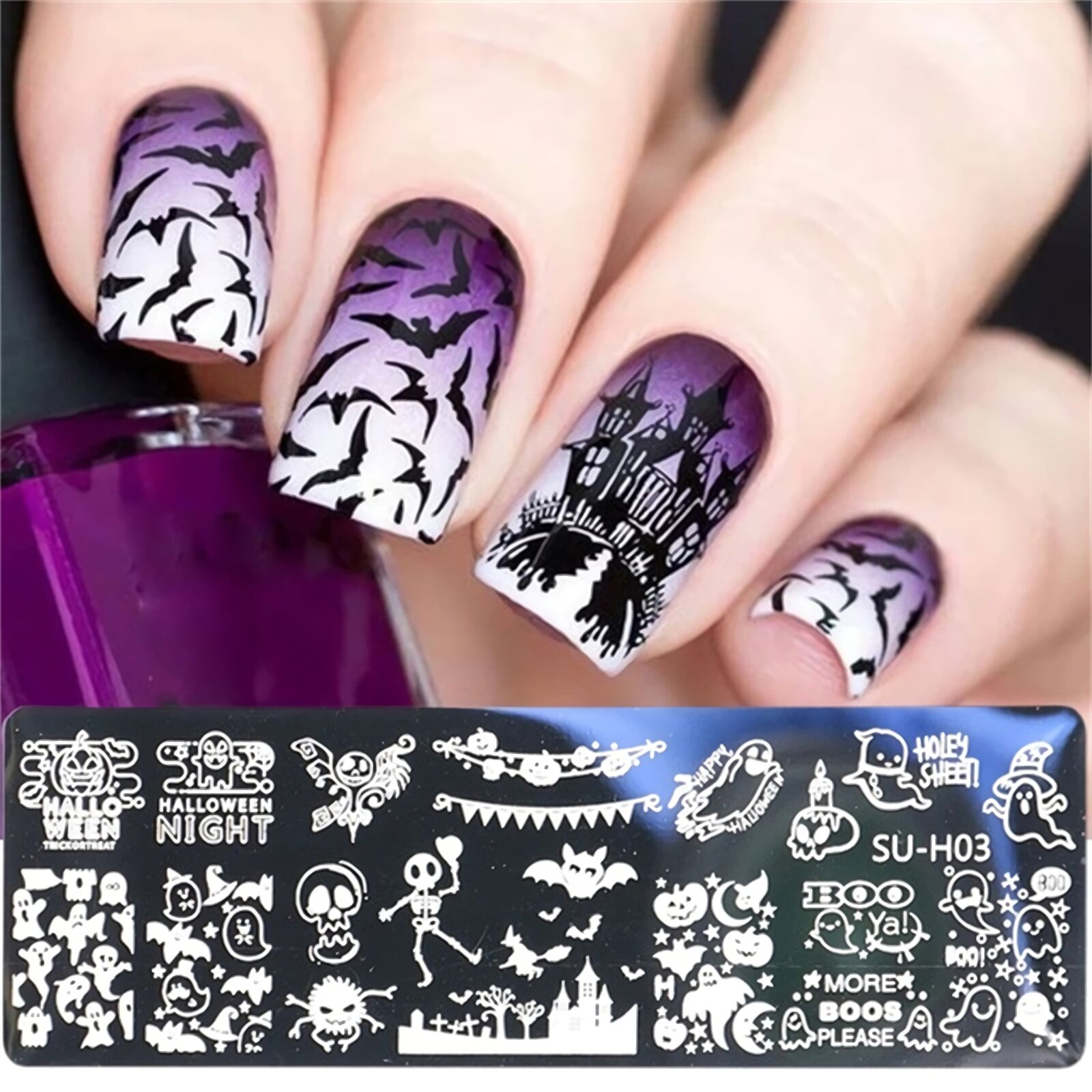 6pcs/Set Nail Art Stamping Plates Halloween Gost Bat designs DIY Template Tool
