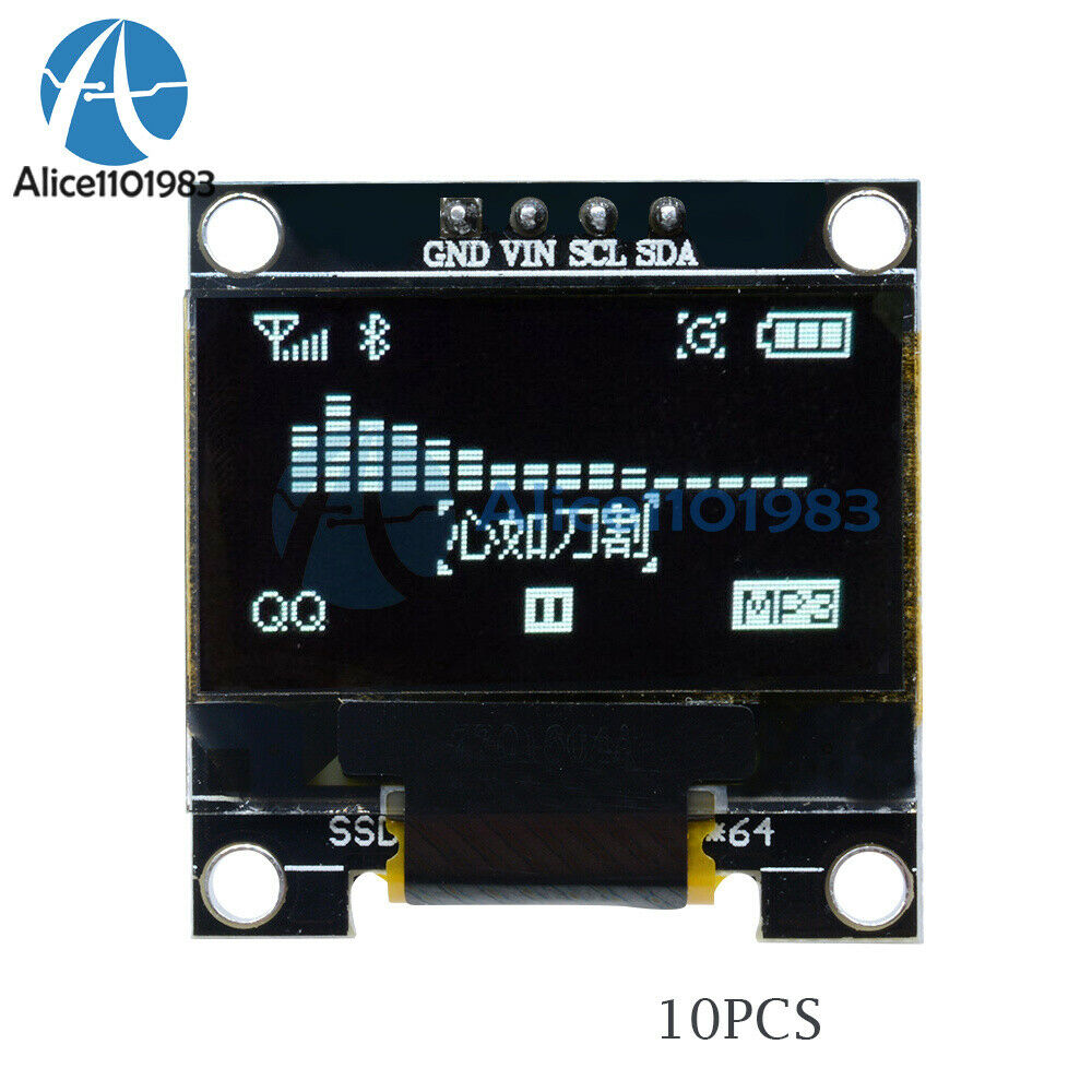10PCS 0.96" I2C IIC Serial 128*64 White OLED LCD LED Display Module for Arduino