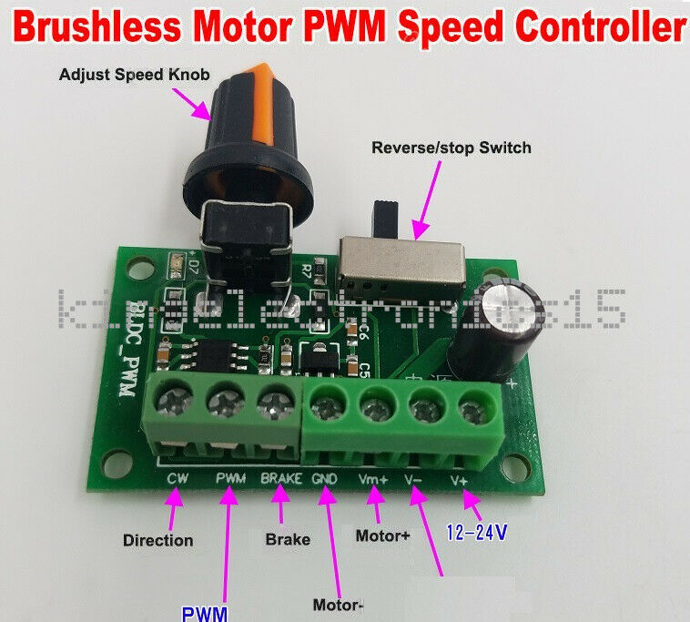 DC 12V/24V Inner Driver Brushless Motor PWM Speed Controller CW CCW Brake NEW