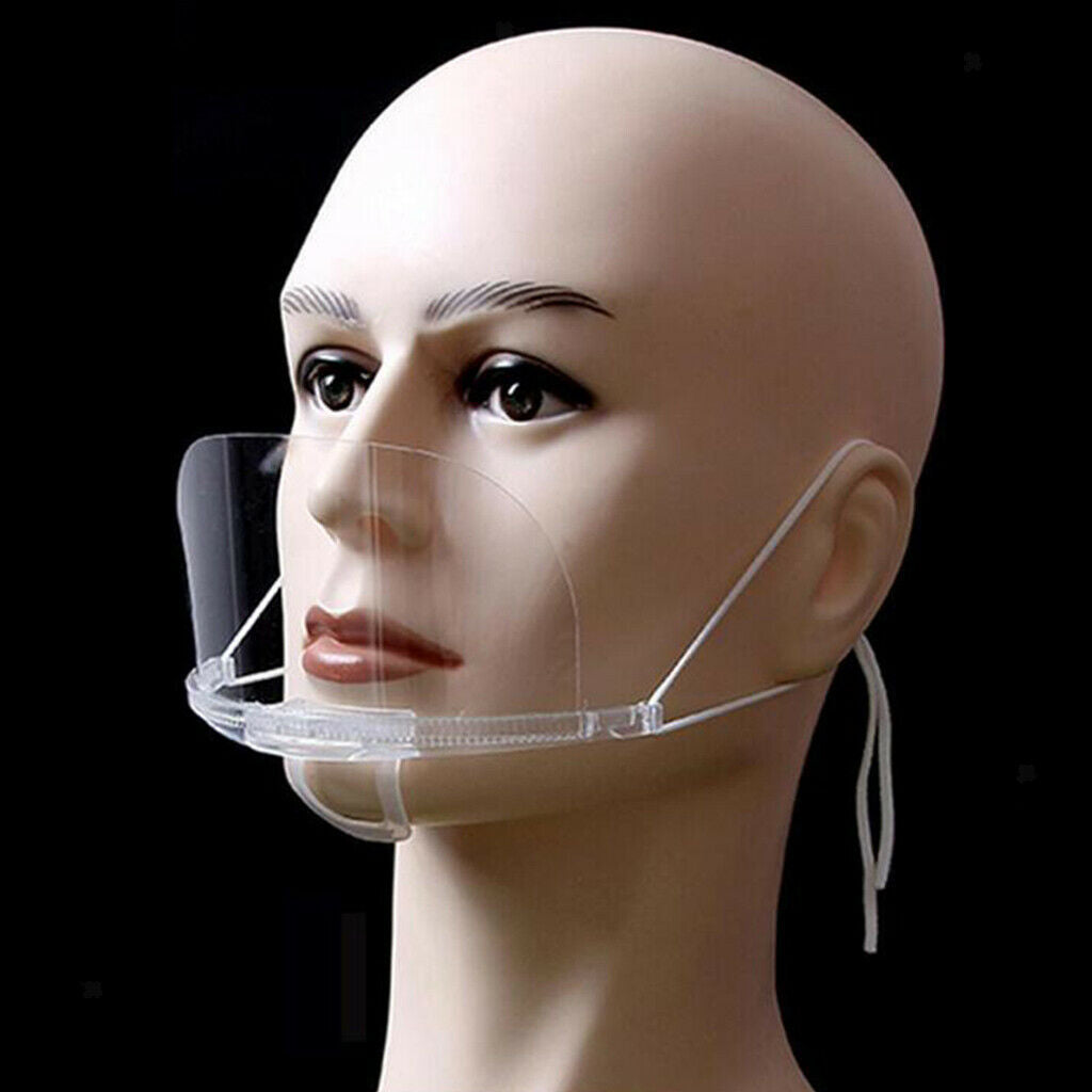 10PCS Clear Fully Transparent Reusable Mouth Shield Visor Anti-fog Hotel