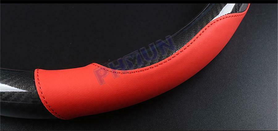 Universal Car Steering Wheel Cover Black Carbon Fiber Braid Style Comfort Grip