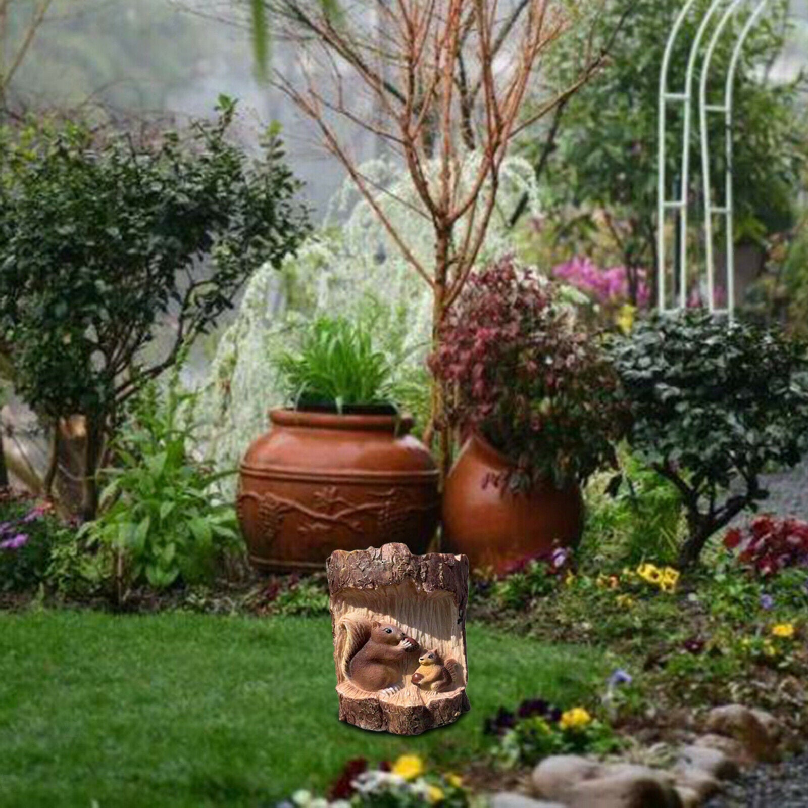 Mini Squirrel Statues Solar Lights Garden Lawn Patio Ornament Landscaping