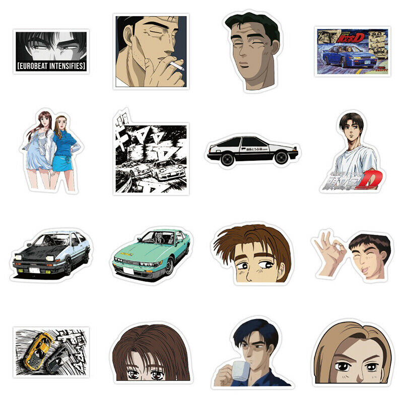 50PCS Initial D Stickers Laptop DIY Fridge Guitar Luggage Skateboard Car TOB Fx