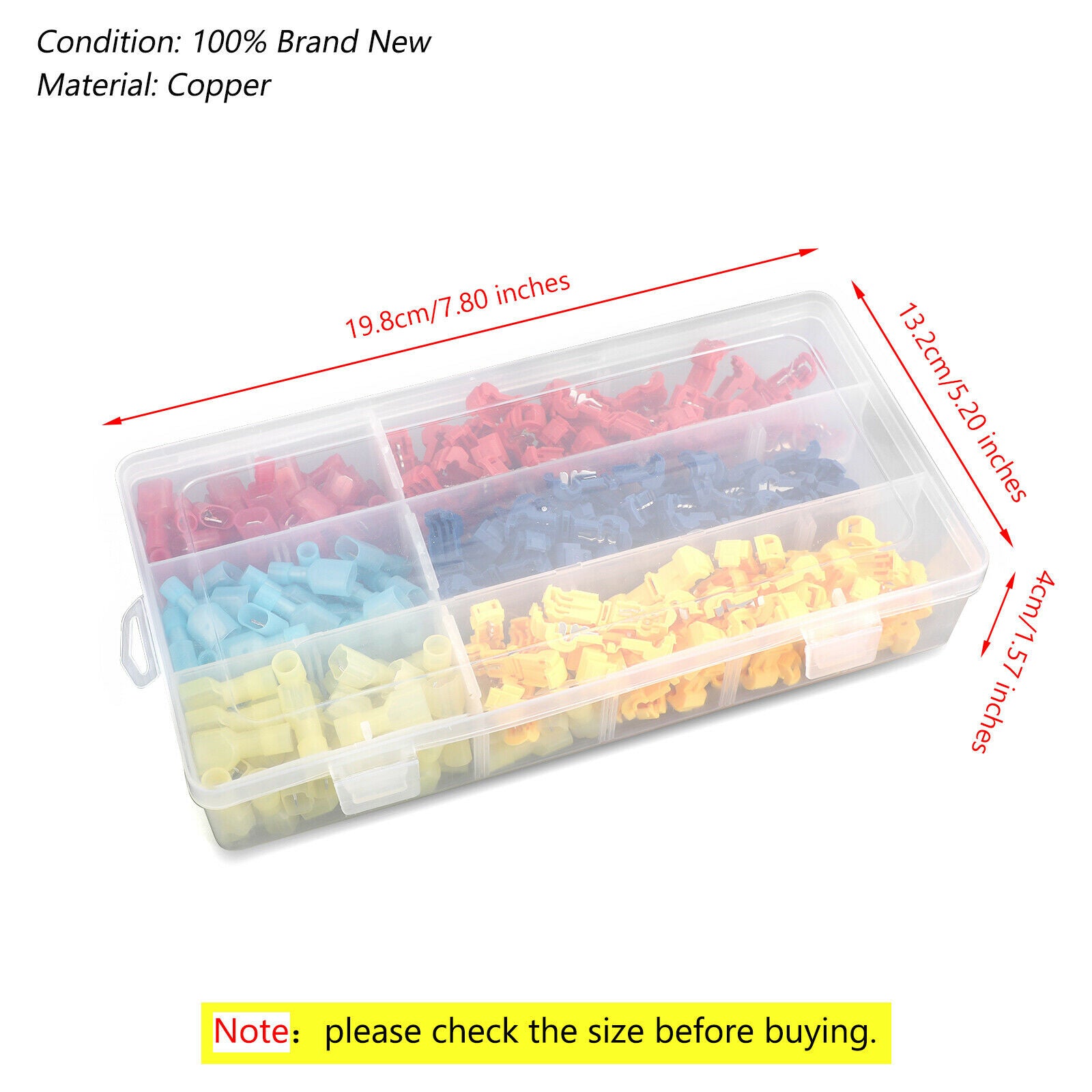 240pcs T Tap Quick Splice Connectors Male Disconnect Wire Crimp Terminals Kit CN