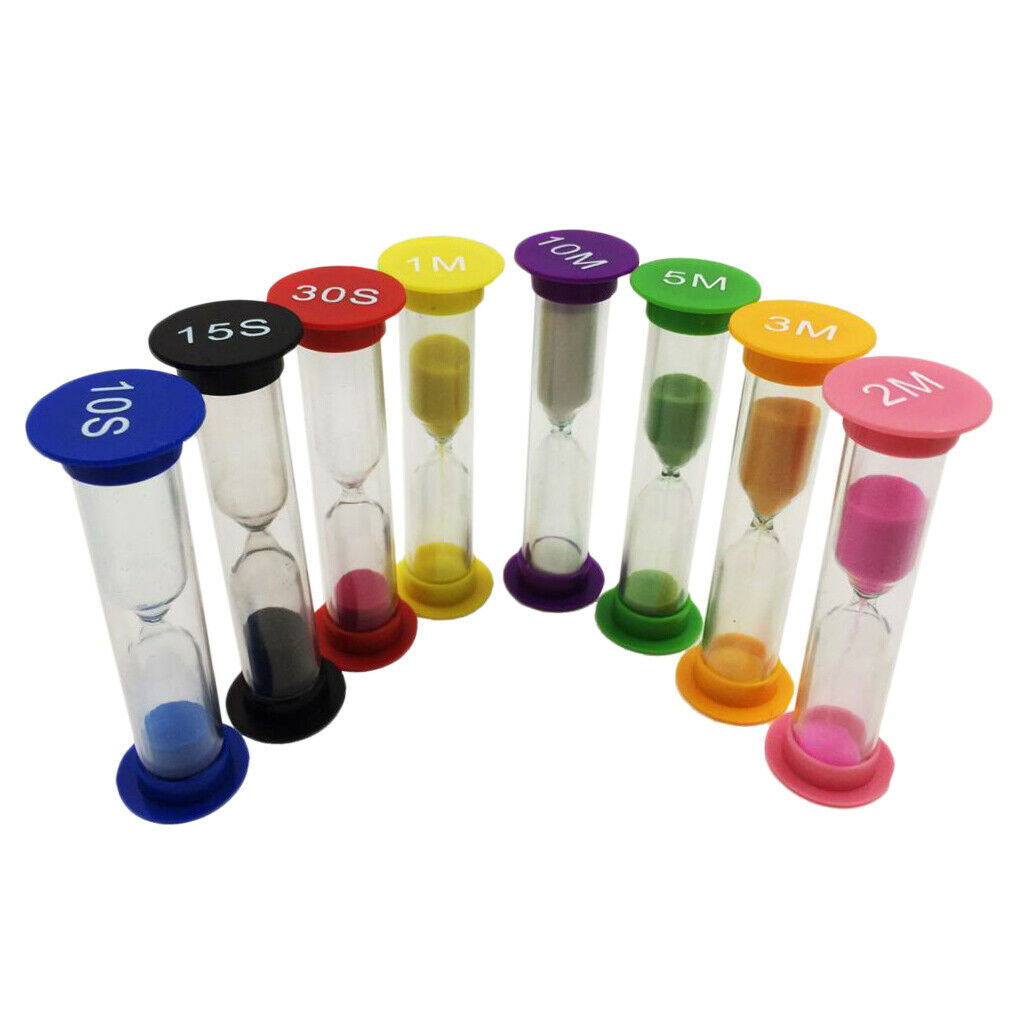 8 Pack Sand Glass Clock Tea Timer 10/ 15/ 30 Seconds & 1/ 2/ 3/ 5/ 10 Minutes