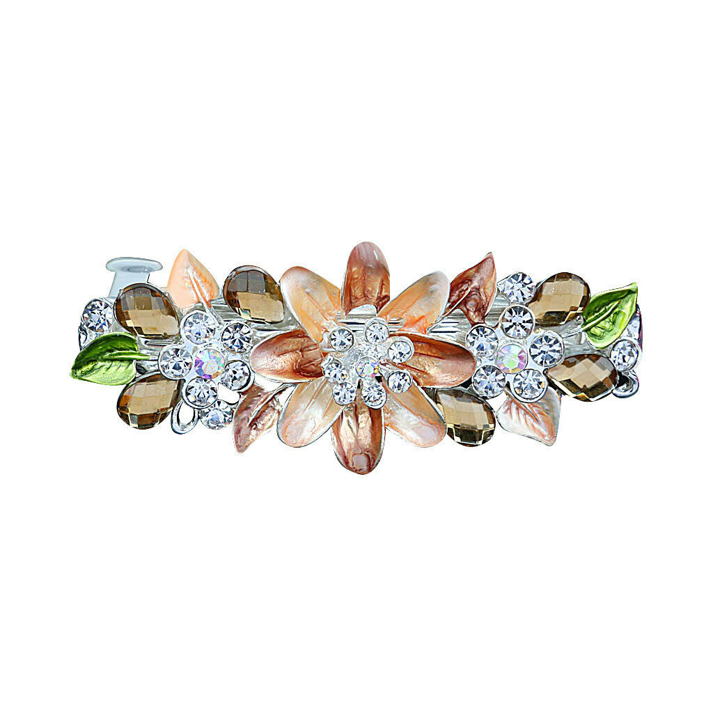 2pcs Flower Diamante Rhinestone Spring Barrette Hair Clip Clasp Headwear for
