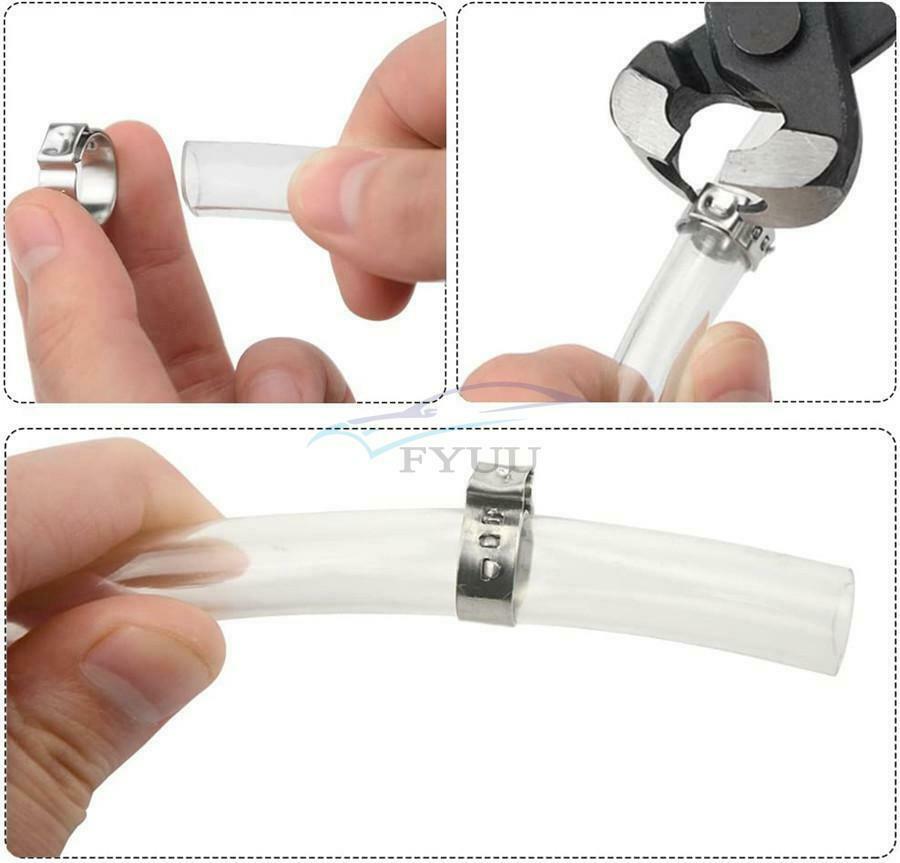 Stainless Steel Single Ear Hose Clamps O-Clips Fuel Air Pipe Clamps with Pliers