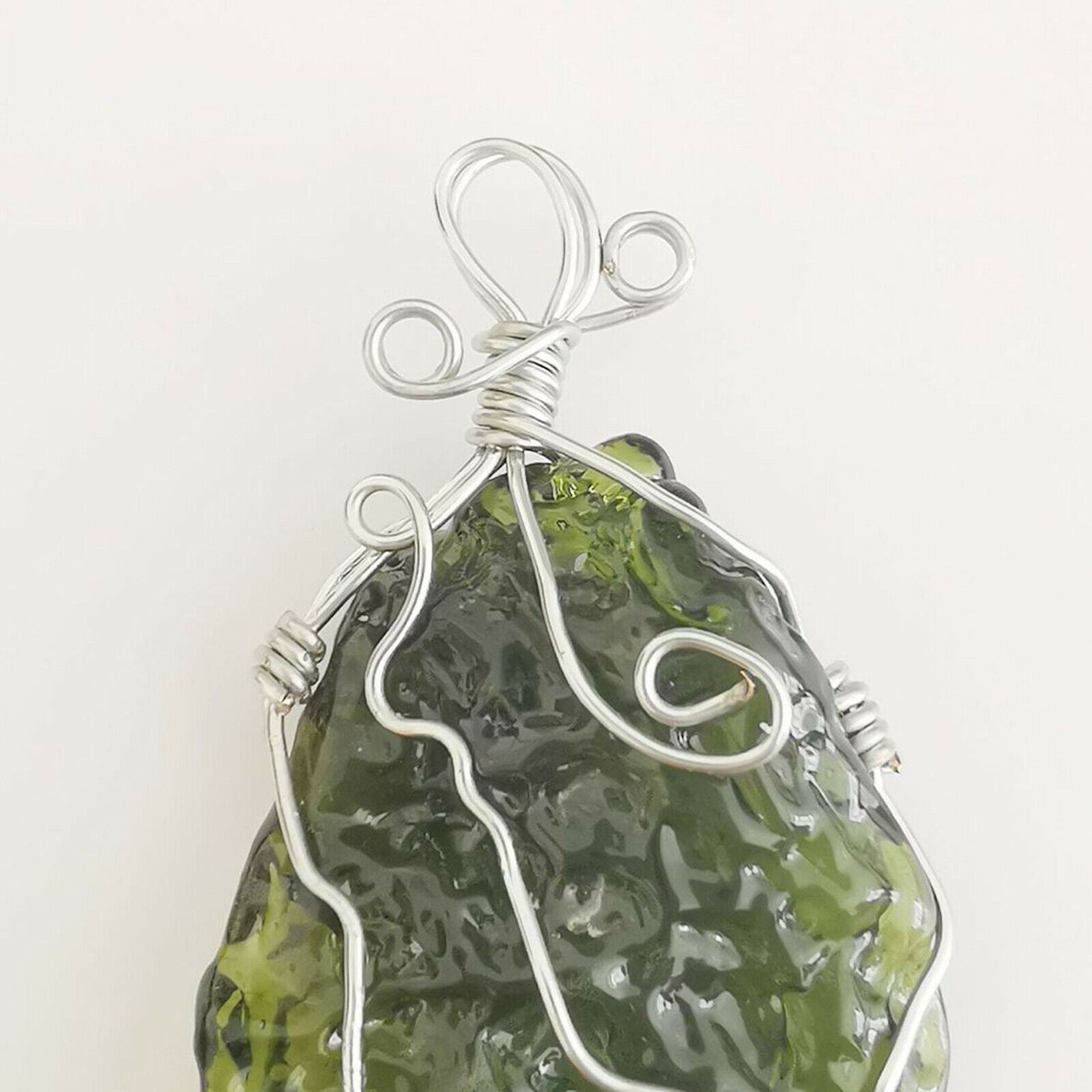 Irregular Crystal Green Moldavite Necklace Pendant Energy Gem Stone Gifts