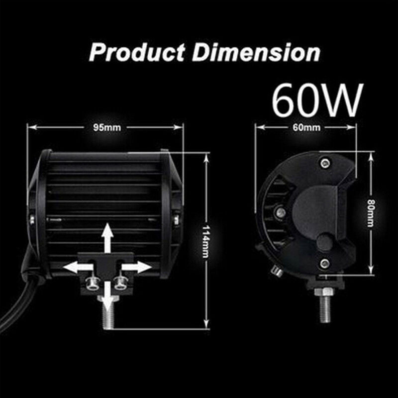 4"   Row 60W 20LED Work Lights Bar Driving Fog Flood Spot for Truck ATV IO S Ek