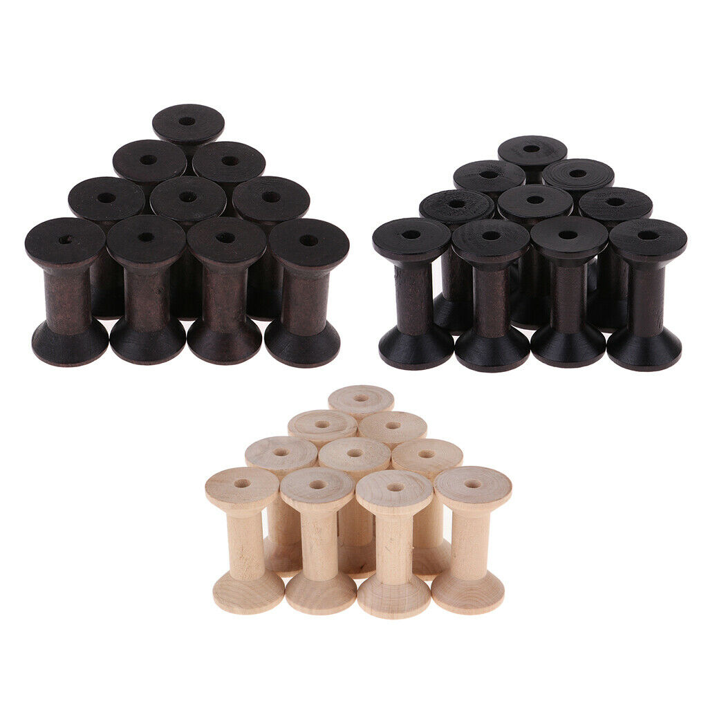 20x Wooden Empty Thread Spool Reel Bobbin Sewing Tool Natural Color 3.5x6cm