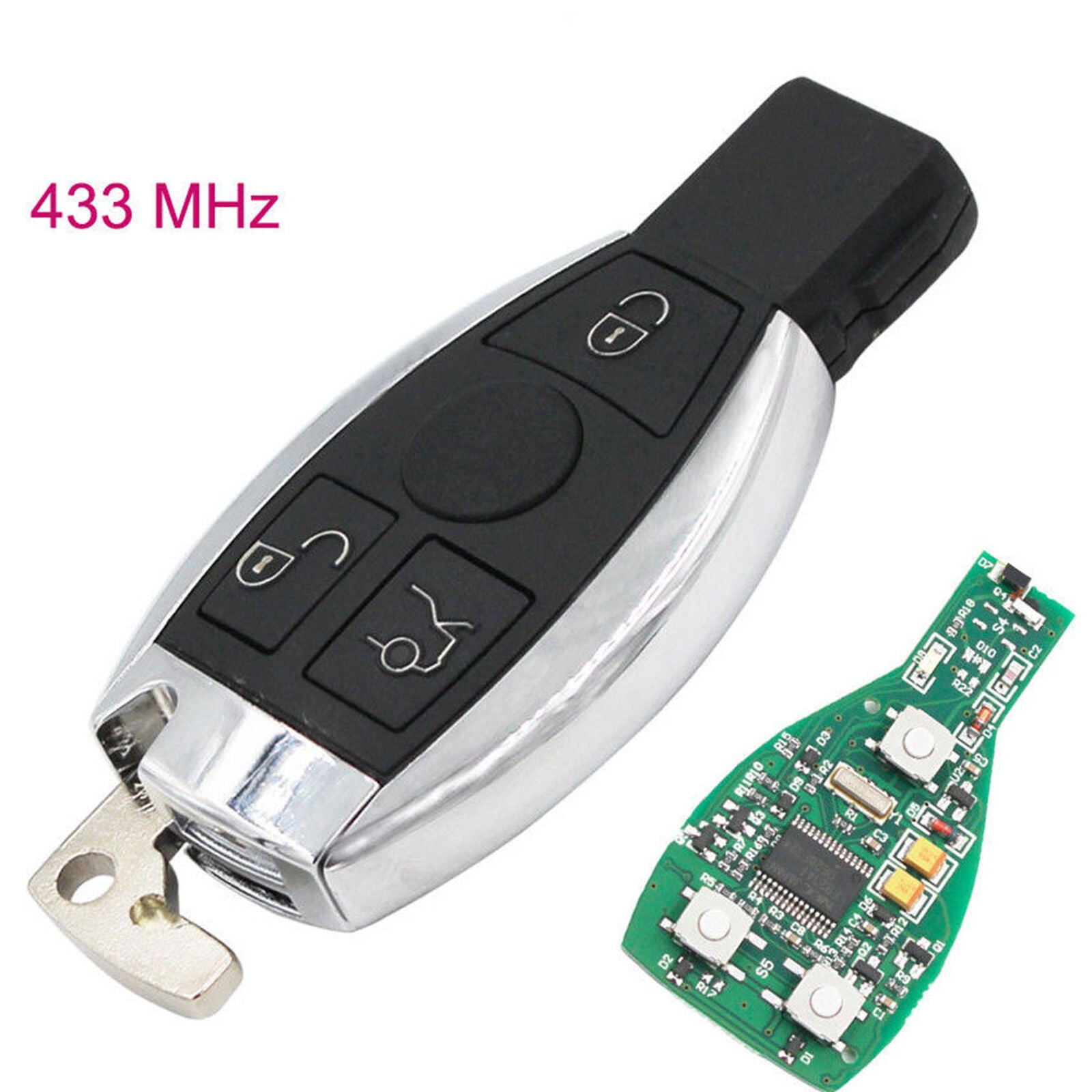 Keyless Remote Key Fob 2 Button BGA Style Chip for Mercedes-Benz 2000+ ,433Mhz