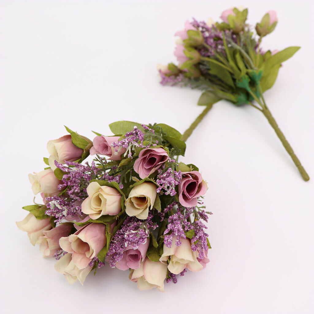 Pack 2 Artificial Roses 20 Heads Bouquet for Home Garden Party Decorative
