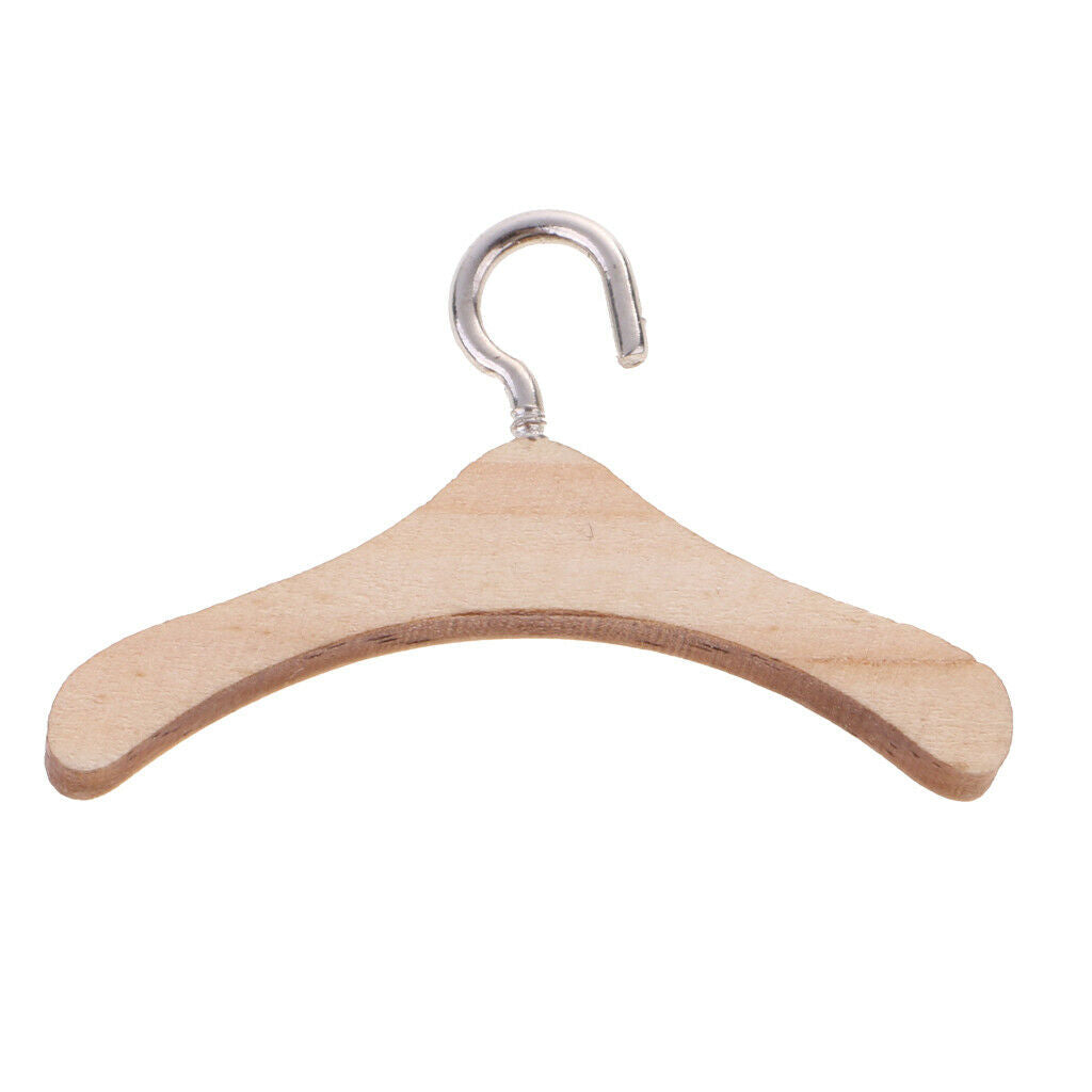 10 Pieces Wooden Hook Clothes Hanger for 1/6 Blythe Dollfie SD BB Outfits