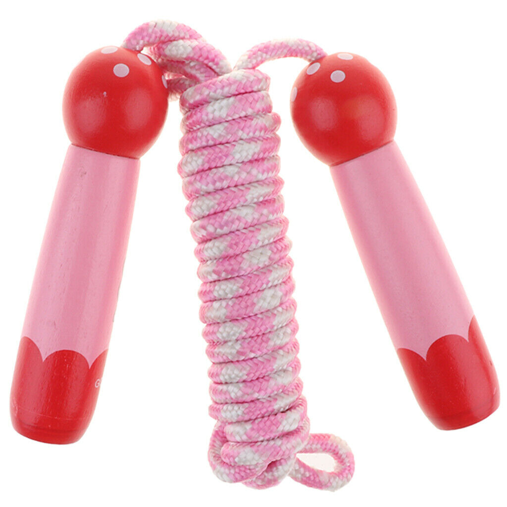 Adjustable Skipping Jump Rope Wooden Handle Fitness Equipment Pink