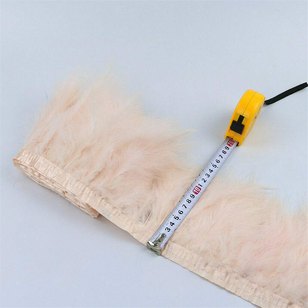 2 Meter Turkey Feather Fringe Trims Lace Ribbon Sewing Decoration Dusty Pink