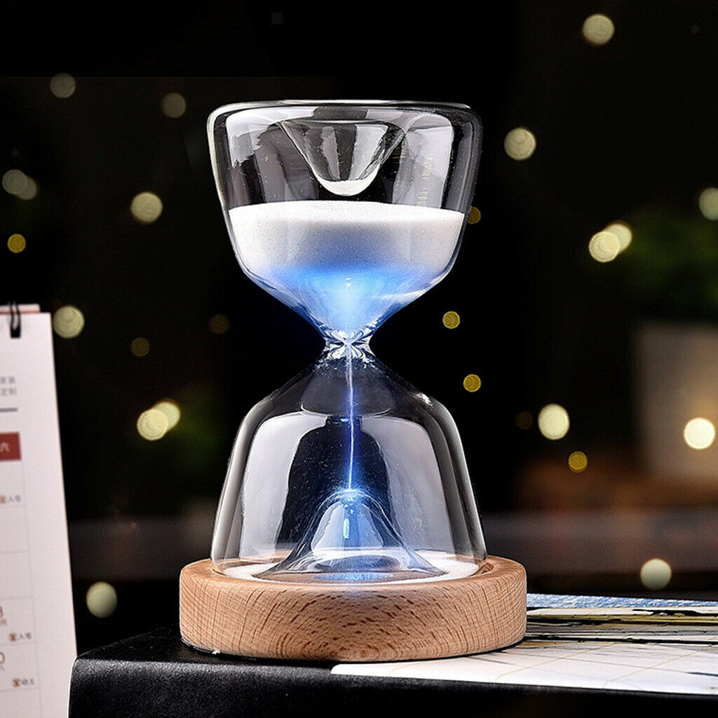 Glass Sand Timer Clock Night Light USB Rechargeable Hourglass Lamp Women Men