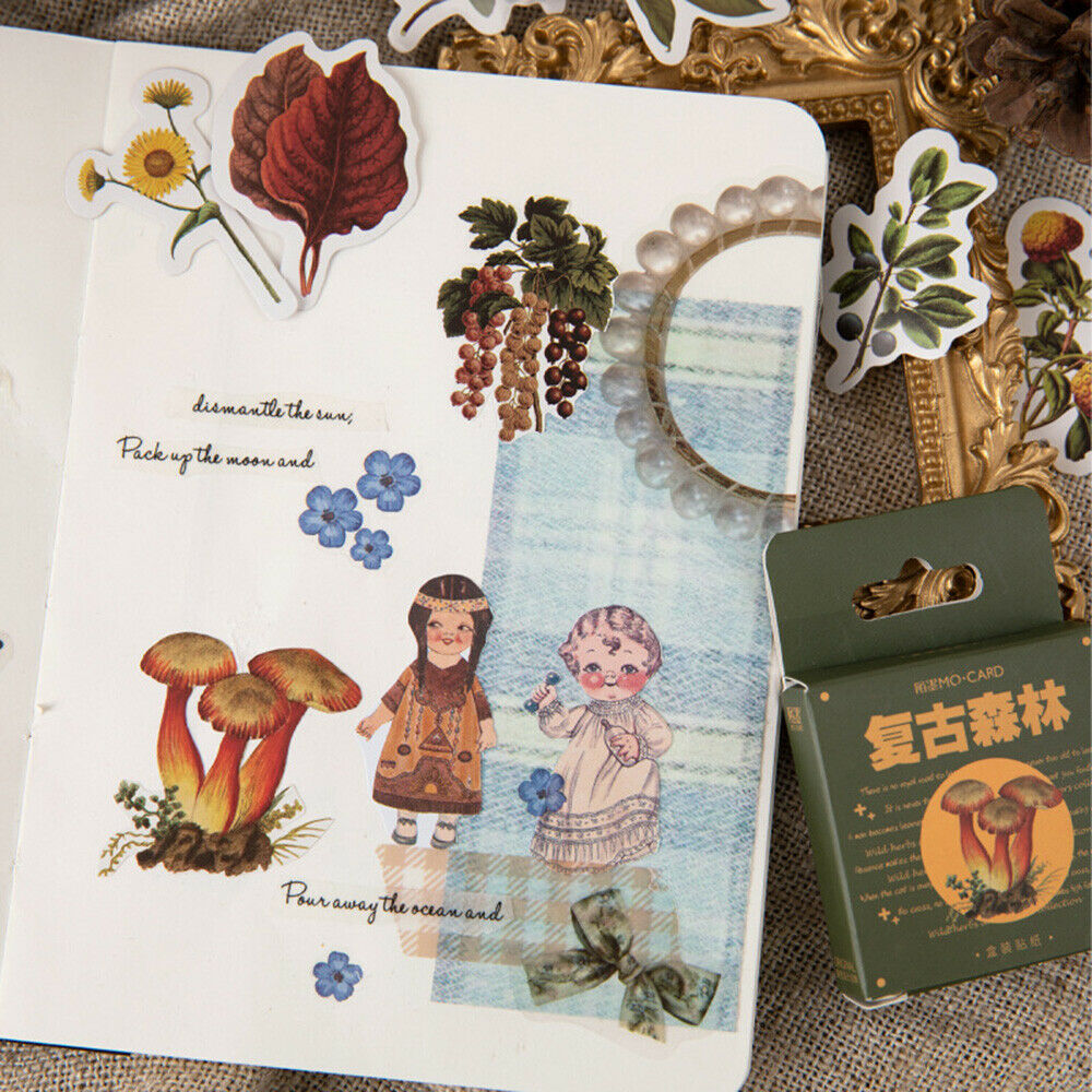 46X Retro Forest Paper StickersScrapbooking Planner Album Diary Journal Card DIY