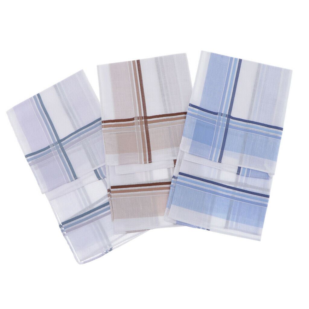 3pcs Handkerchiefs Plaids Square Hanky Comfy Soft Kerchiefs Party Hankie